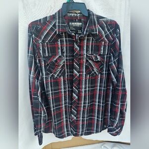 Machine Men's Red and Black Plaid Shirt